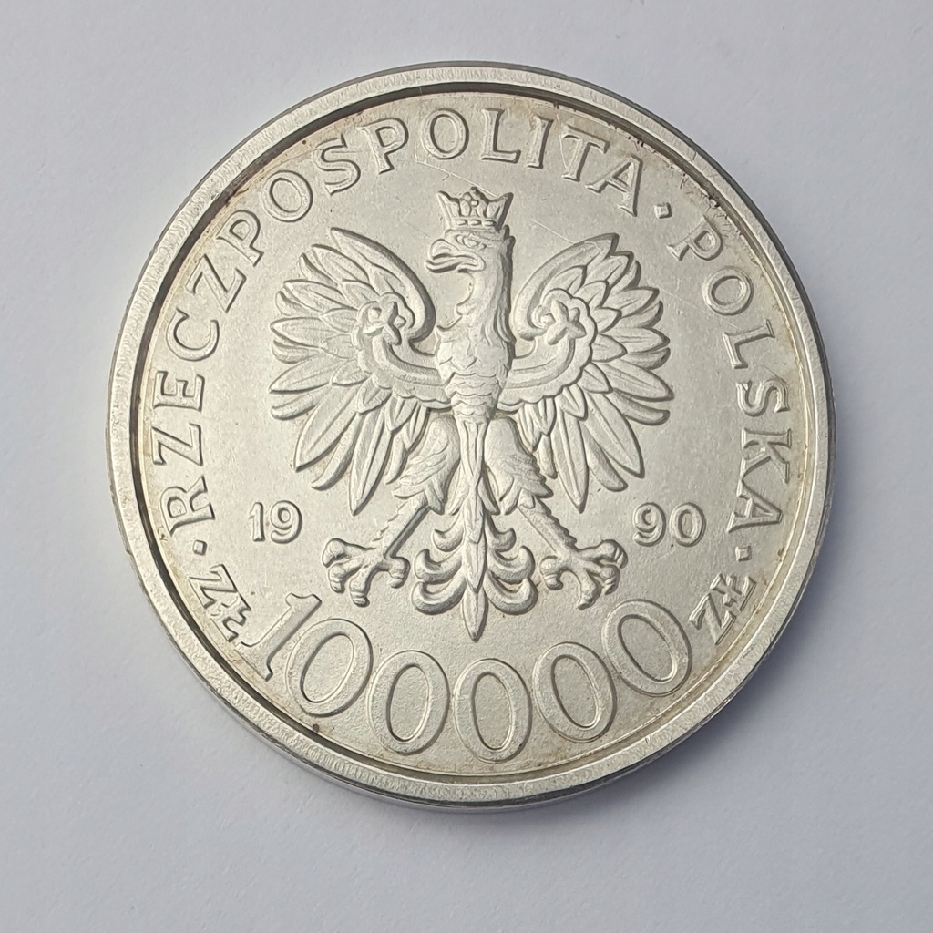 100000 złotych 1990 SOLIDARNOŚĆ, srebro, typ B