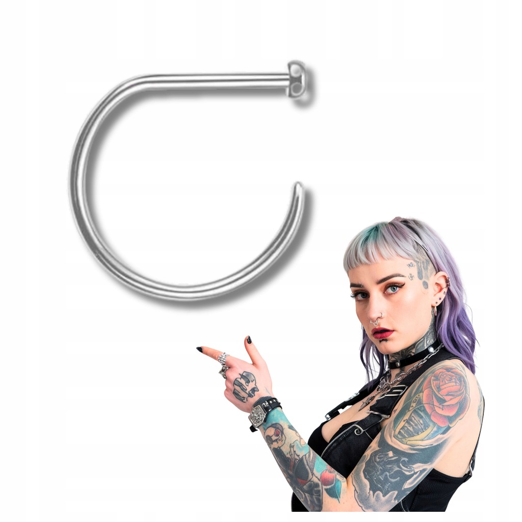 Tytanowe kółko do nosa d ring nostril piercing kolczyk biżuteria 0.8/8mm
