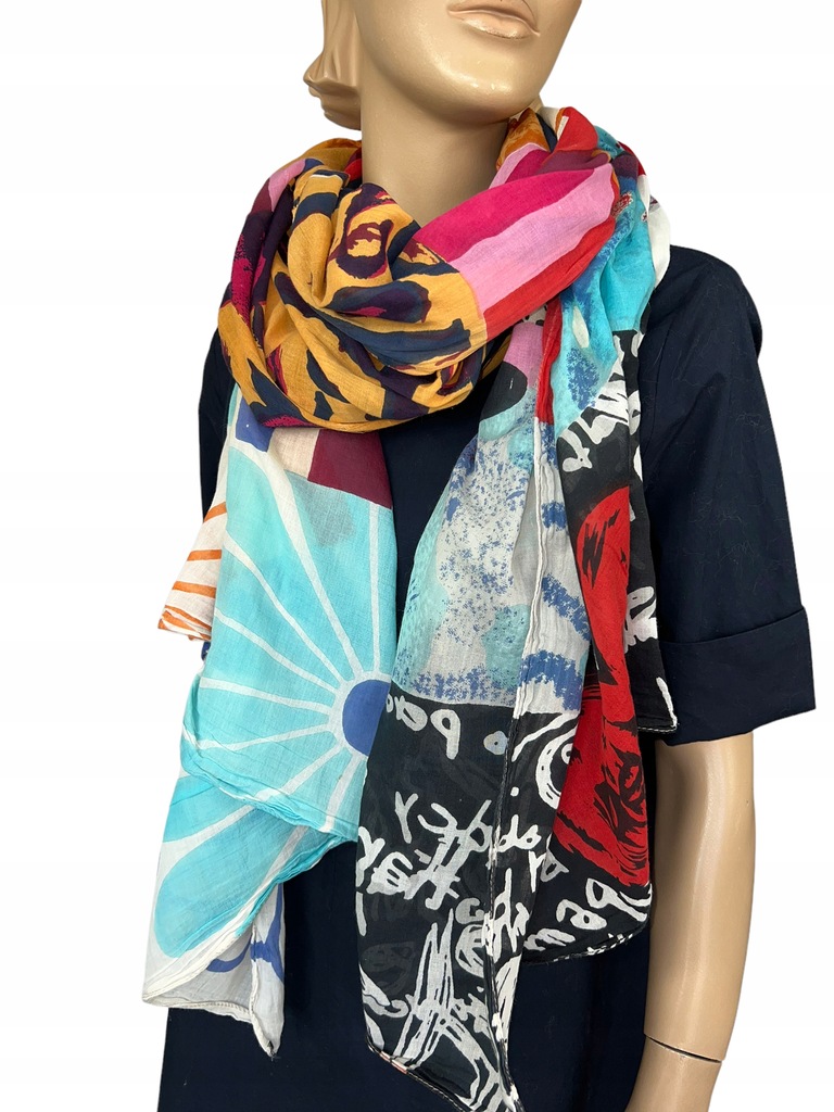Desigual KOLOROWY SZAL CHUSTA NA WIOSN 13601536803 oficjalne archiwum Allegro