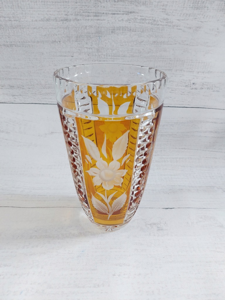 Wazon Wazonik KRYSZTAŁ PRL Vintage Retro GRUBE SZKŁO 21 cm