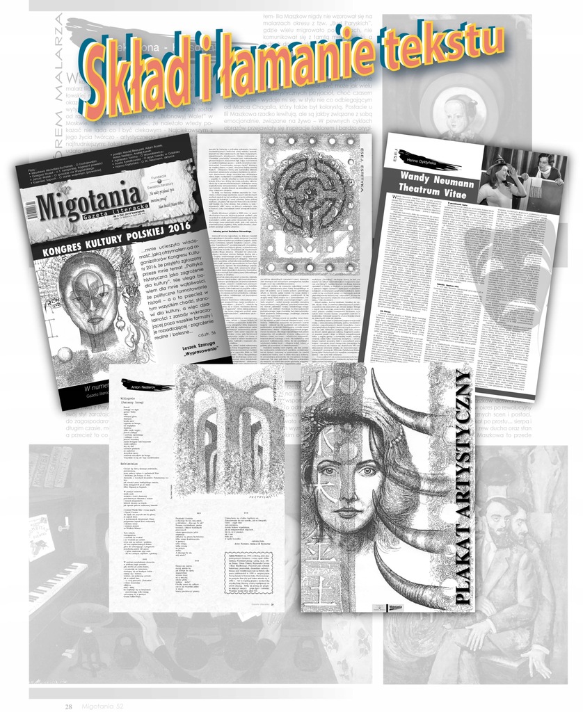 Skład gazety, projekt graficzny książki, katalogu