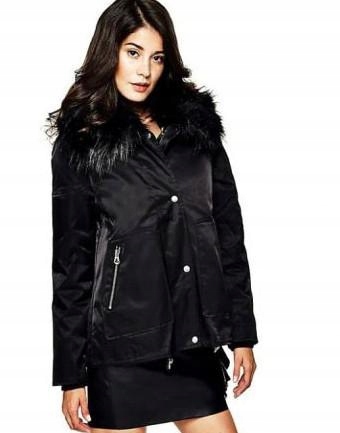 S6B203*GUESS CZARNA KURTKA PARKA KAPTUR 40 L G00