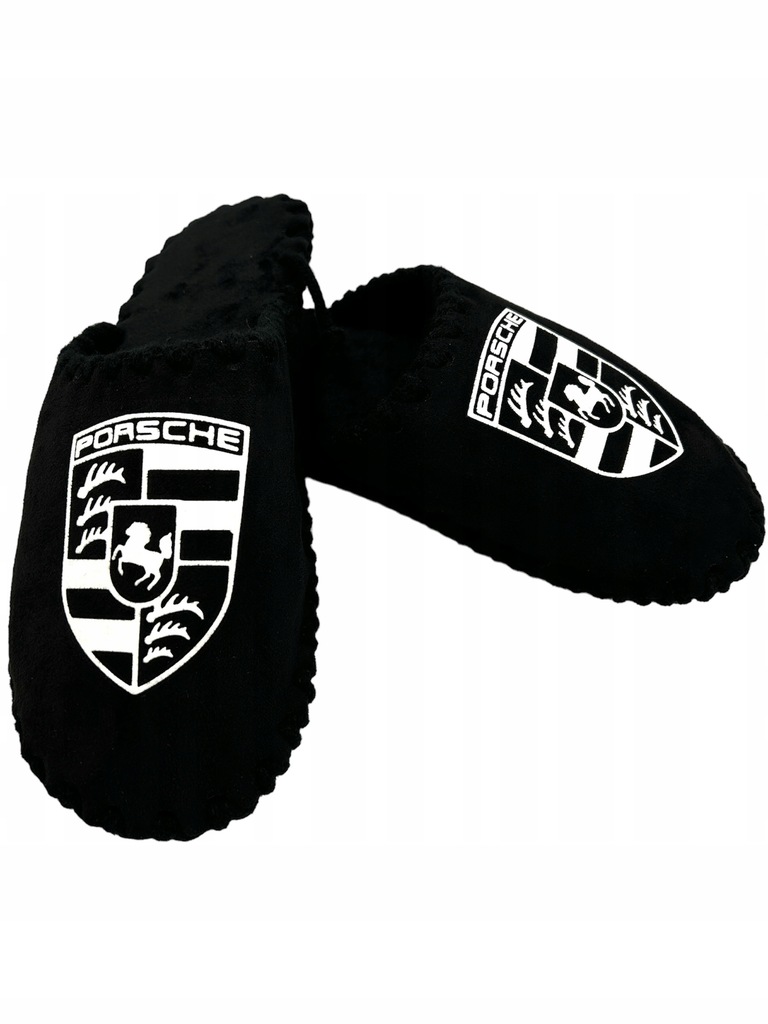 KAPCIE PORSCHE CZARNE MĘSKIE DOMOWE WELUR MOCNE RĘCZNIE ROBIONE CIEPŁE 41