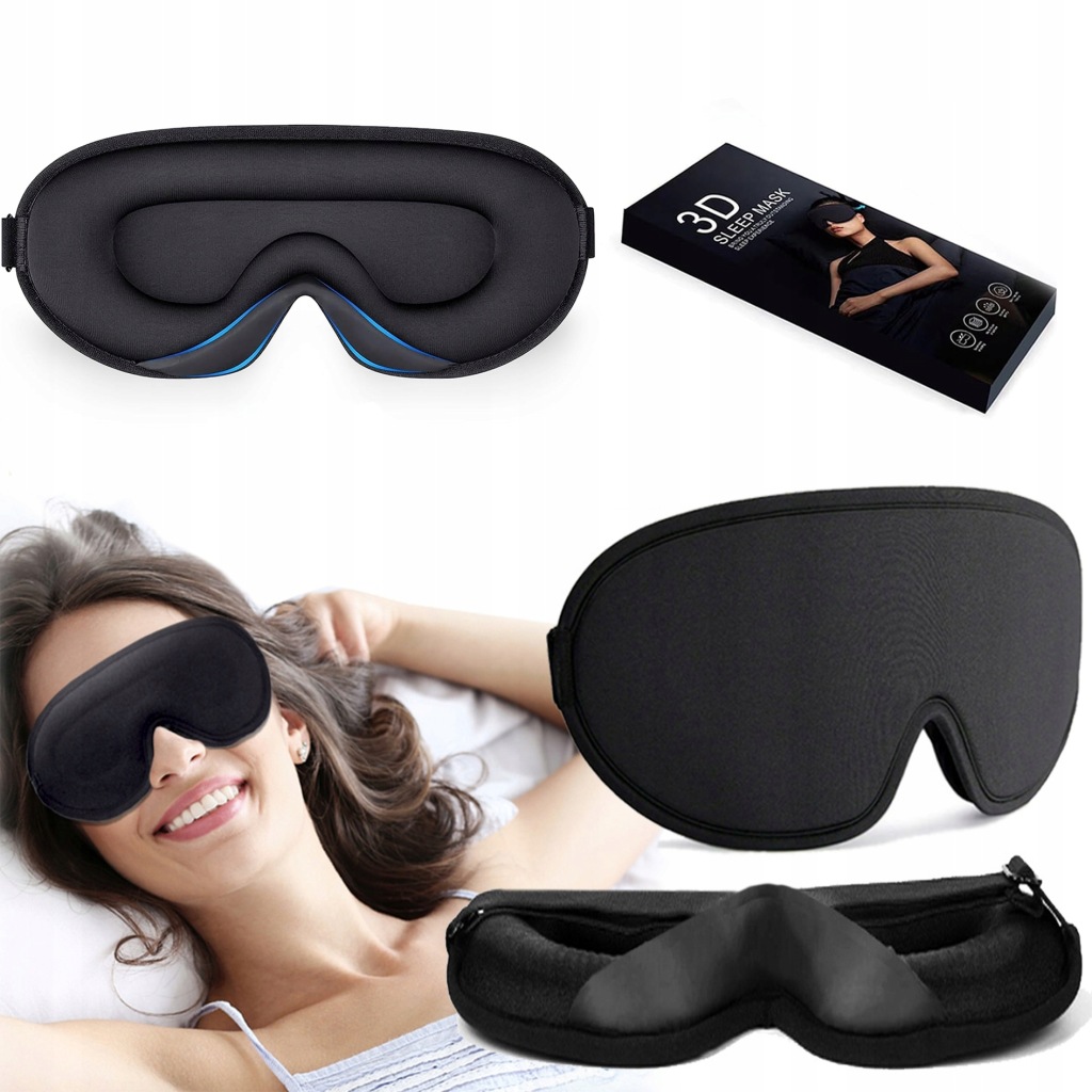 3D PREMIUM MASKA DO SPANIA OPASKA DO SNU NA OCZY 100% ZACIEMNIENIA