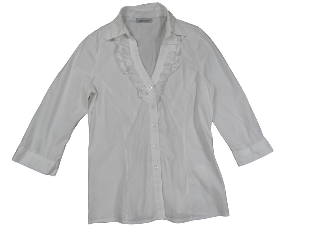 399 CLOCKHOUSE biała koszula żabot 40