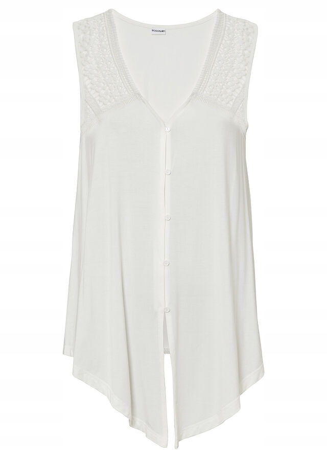 TOP KOSZULOWY Z KORONKĄ CZARNY 1U0K01 Bonprix 36/38