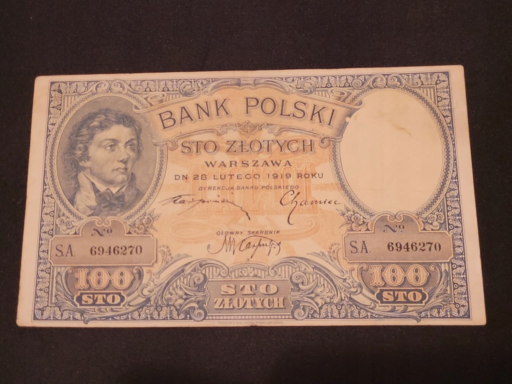 100 złotych 1919 Kościuszko Ładny