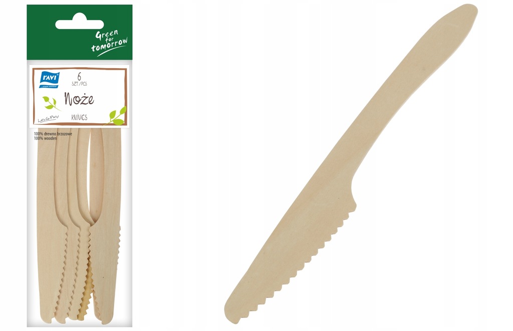 Noże drewniane Ravi R34 beżowe 6 sztuk