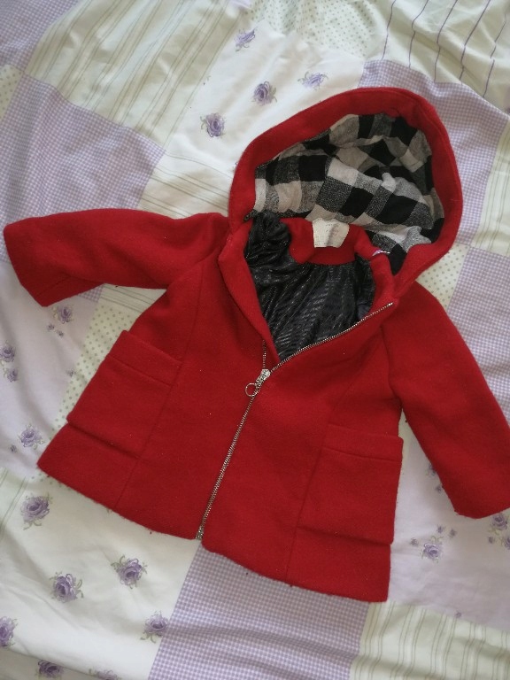 płaszcz zara baby czerwony kurtka parka 92