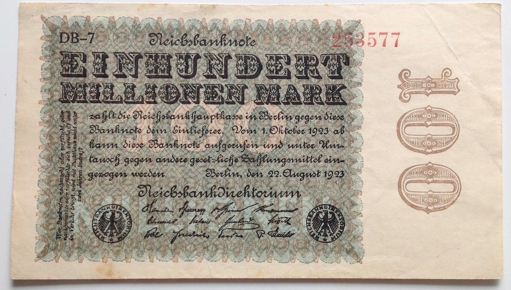 Niemcy Berlin 100 mln.Marek 1923 st 2-