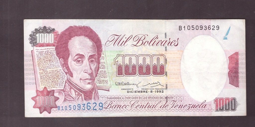 Wenezuela - banknot - 1000 Bolivares 1992