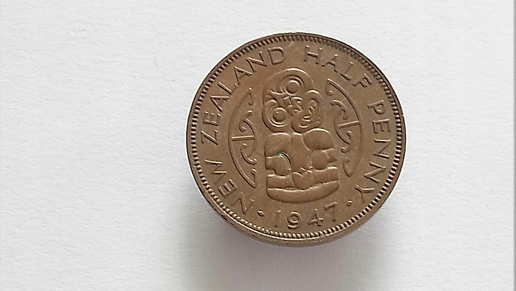 A087 Nowa Zelandia Half Penny 1/2 pensa 1947
