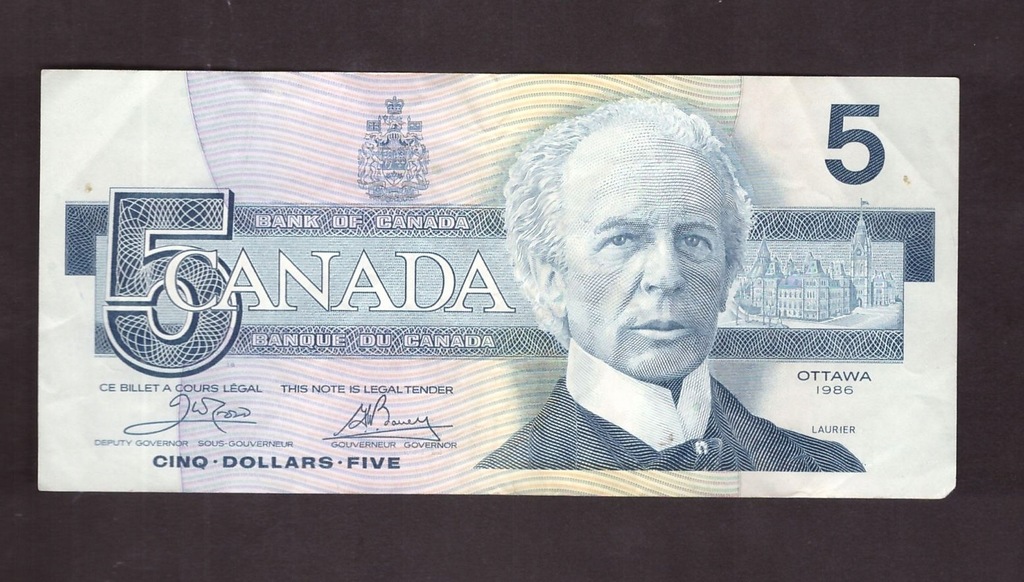 Kanada - banknot - 5 Dolarów 1986 rok