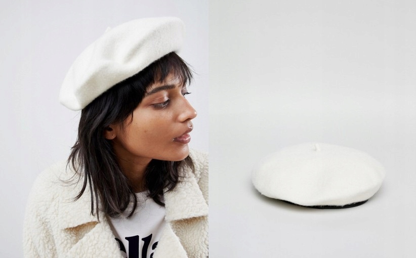 P4E008 NT8 KLASYCZNY BERET WEŁNA LAMÓWKA__52CM