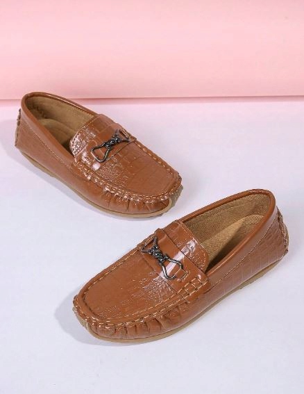 SHEIN PÓŁBUTY CHŁOPIĘCE BRĄZOWE WE WZÓR ZE ZDOBIENIEM R32 437