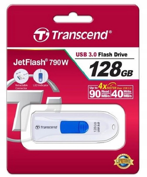 Pendrive (Pamięć USB) TRANSCEND 128 GB USB 3.0 Bia