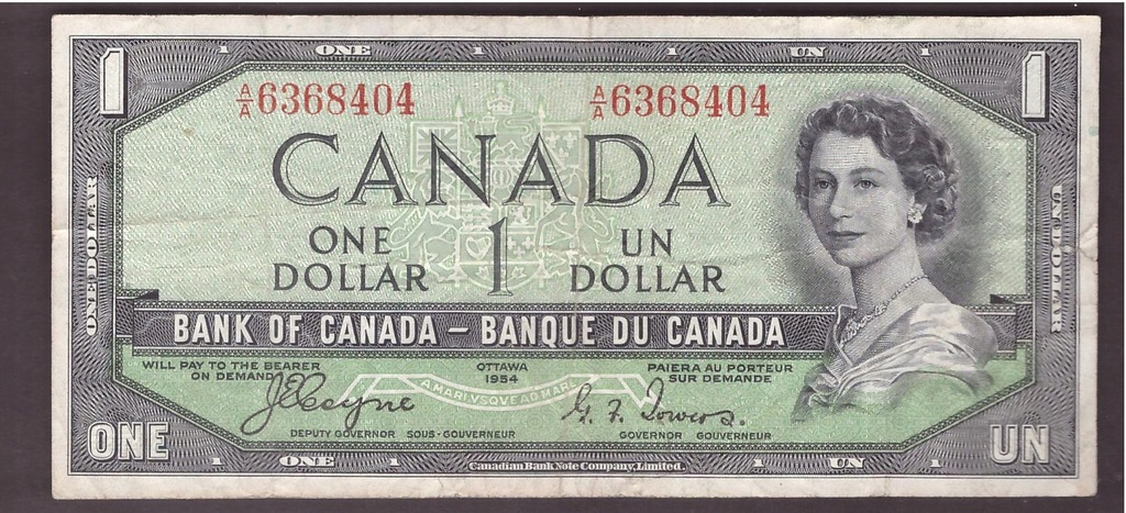 Kanada - banknot - 1 Dollar 1954 rok