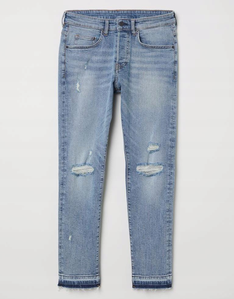 23W061 H&M__MJ9 SPODNIE JEANS RIPPED__W28