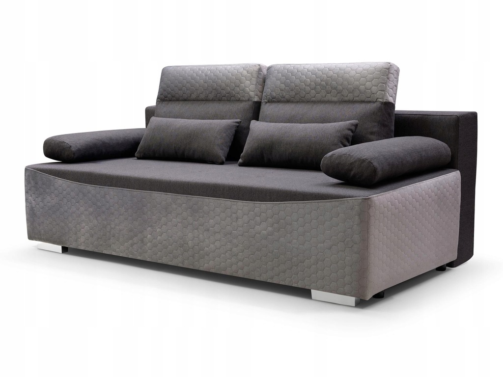 Sofa 200 CM Rozkładana Schowek z Zagłówkami GR3