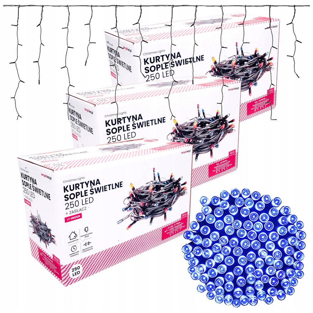 LAMPKI SOPLE ZEWNĘTRZNE 750 LED 30M GĘSTE | NIEBIESKIE STAŁE | + TIMER