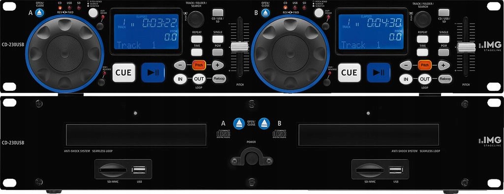 Podwójny odtwarzacz CD/MP3 DJ Monacor CD-230 USB