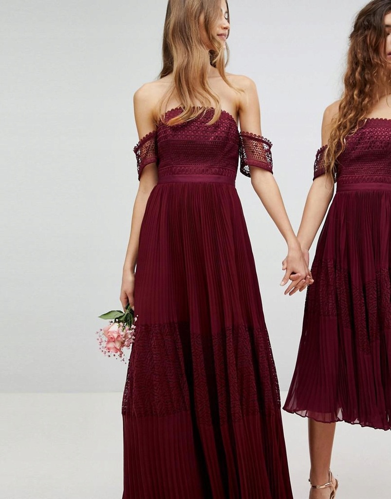 ASOS__XDI PLISOWANA MAXI SUKIENKA Z KORONKĄ__XL