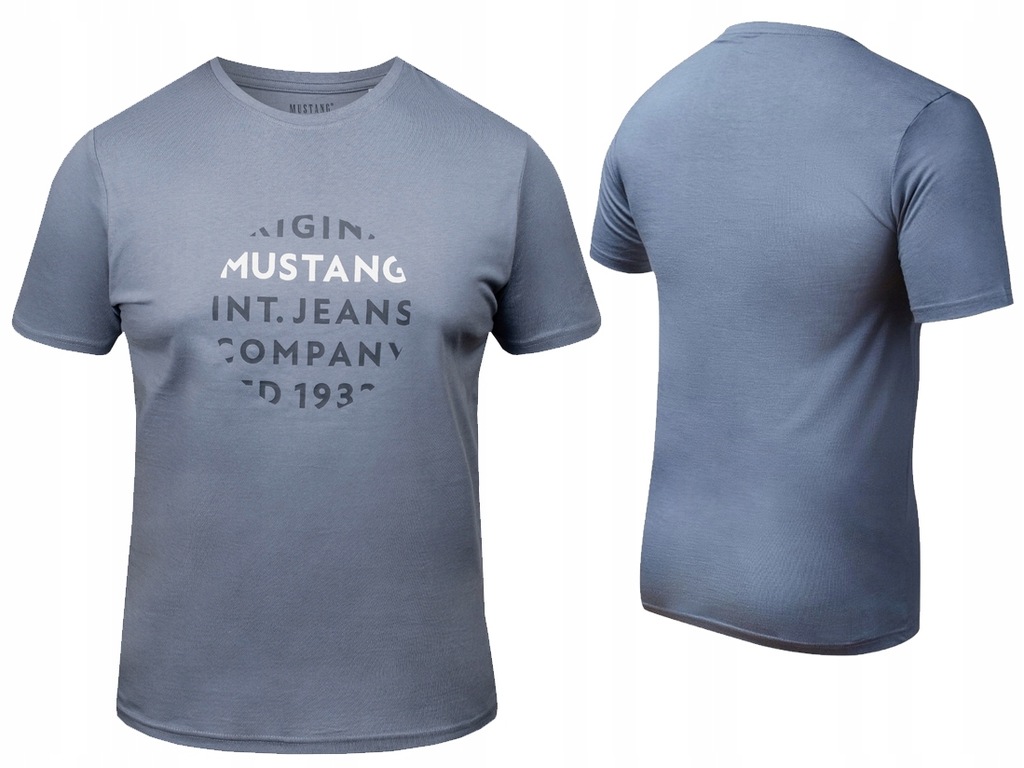 MUSTANG KOSZULKA T-SHIRT MĘSKI BAWEŁNA SPORTOWA NIEBIESKA DENIM XL