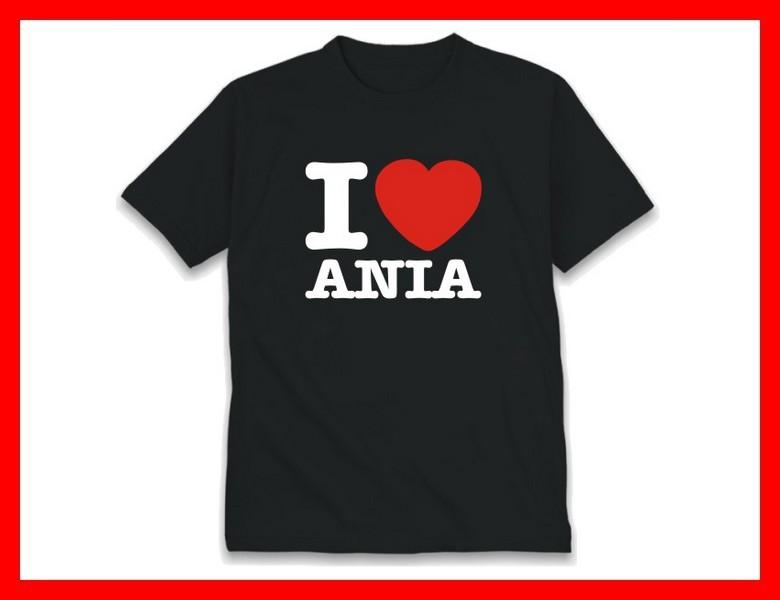 Koszulka z nadrukiem I LOVE ANIA _ czarna r. L