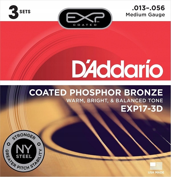 EXP17-3D D'Addario struny do gitary akust. 3-pack