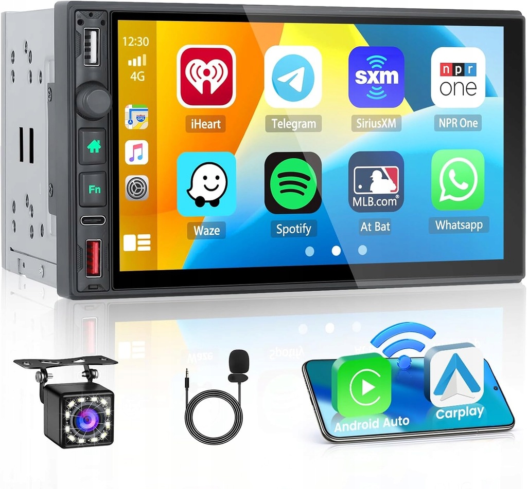 2DIN Radio 7” GPS CarPlay Android Auto BT RDS FM USB AUX SWC Ekran Dotykowy