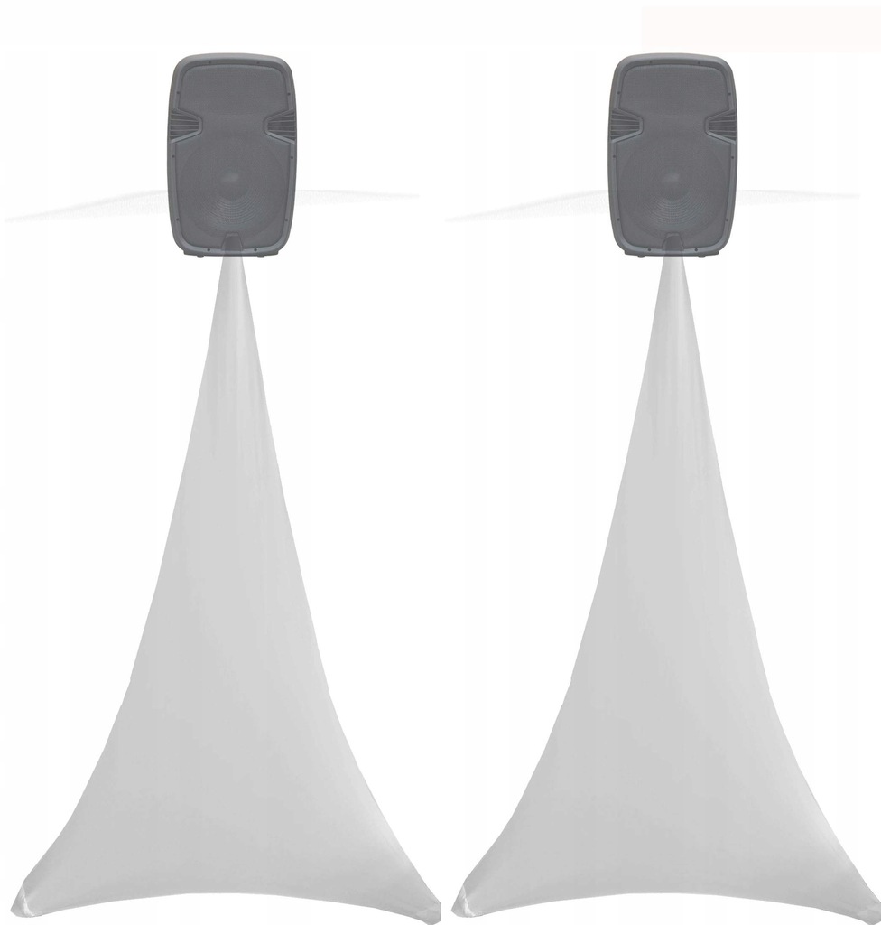2x białe jednostronne rozciągliwe osłony głośnik oświetlenie stojaków staty