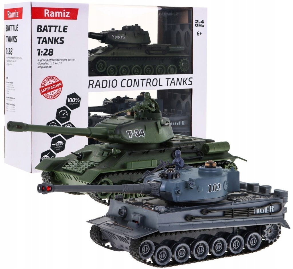 2Czołgi zdalnie sterowane Tiger Vs T-34 1:28