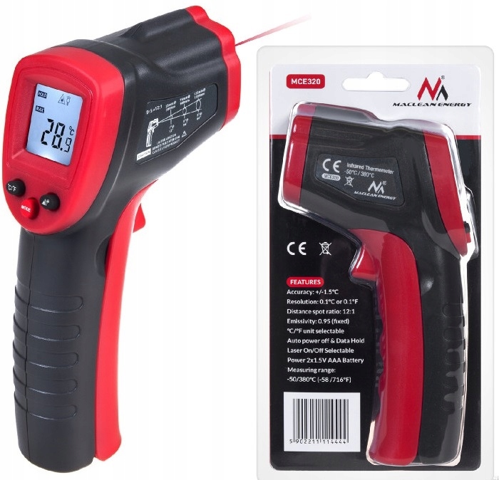 Laserowy pomiar temperatury pirometr miernik termometr MCE320 -50 do 380st.