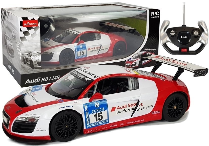 AUTO R/C AUDI R8 LMS RASTAR 1:14 BIAŁO-CZERWONE