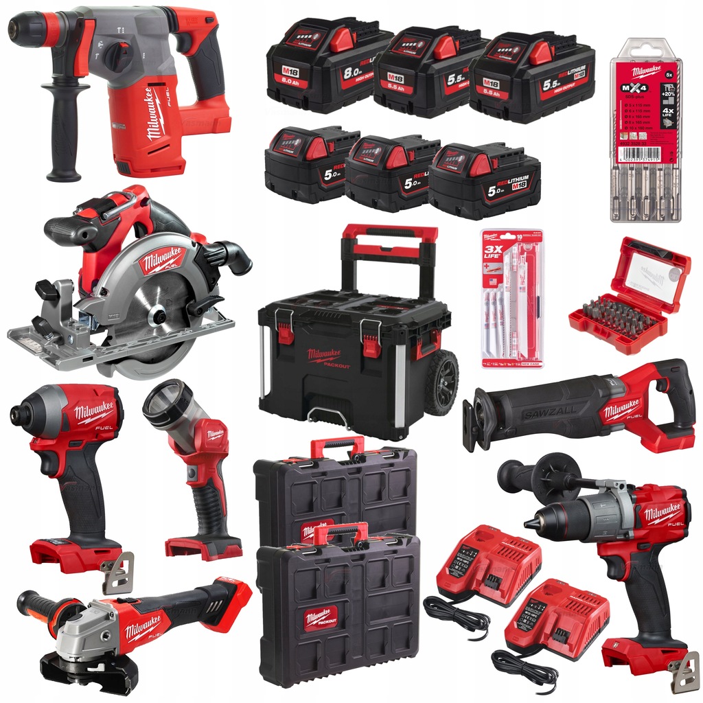 ZESTAW ELEKTRONARZĘDZI MILWAUKEE M18 PP7A-586X