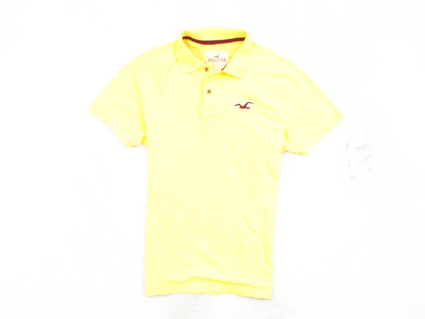 *O Hollister Koszulka Polo Męska Bawełna Żółta r L