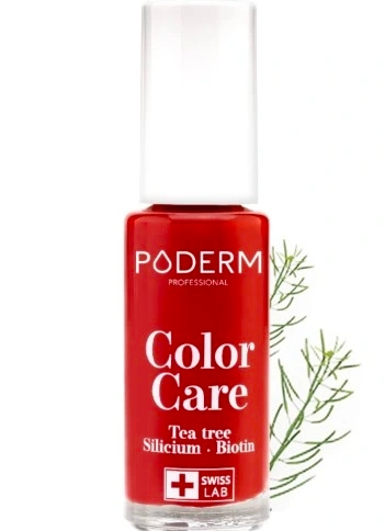 PODERM Czerwony lakier do paznokci TEA TREE 8ml