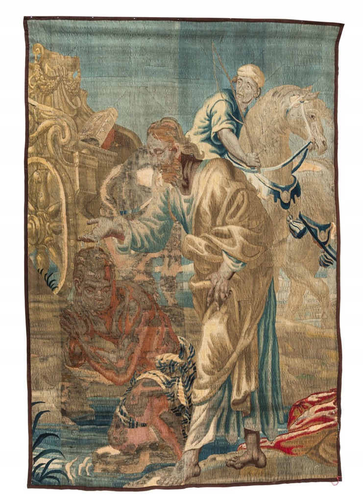 Duży biblijny gobelin flamandzki II poł. XVII w.