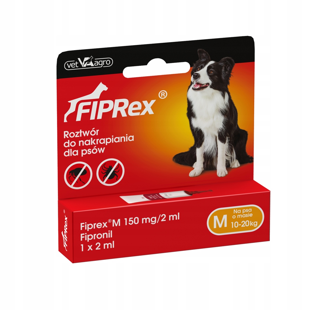 FIPREX 2 ML krople na kleszcze i pchły dla kotów rozm. M dla psów 10-20kg