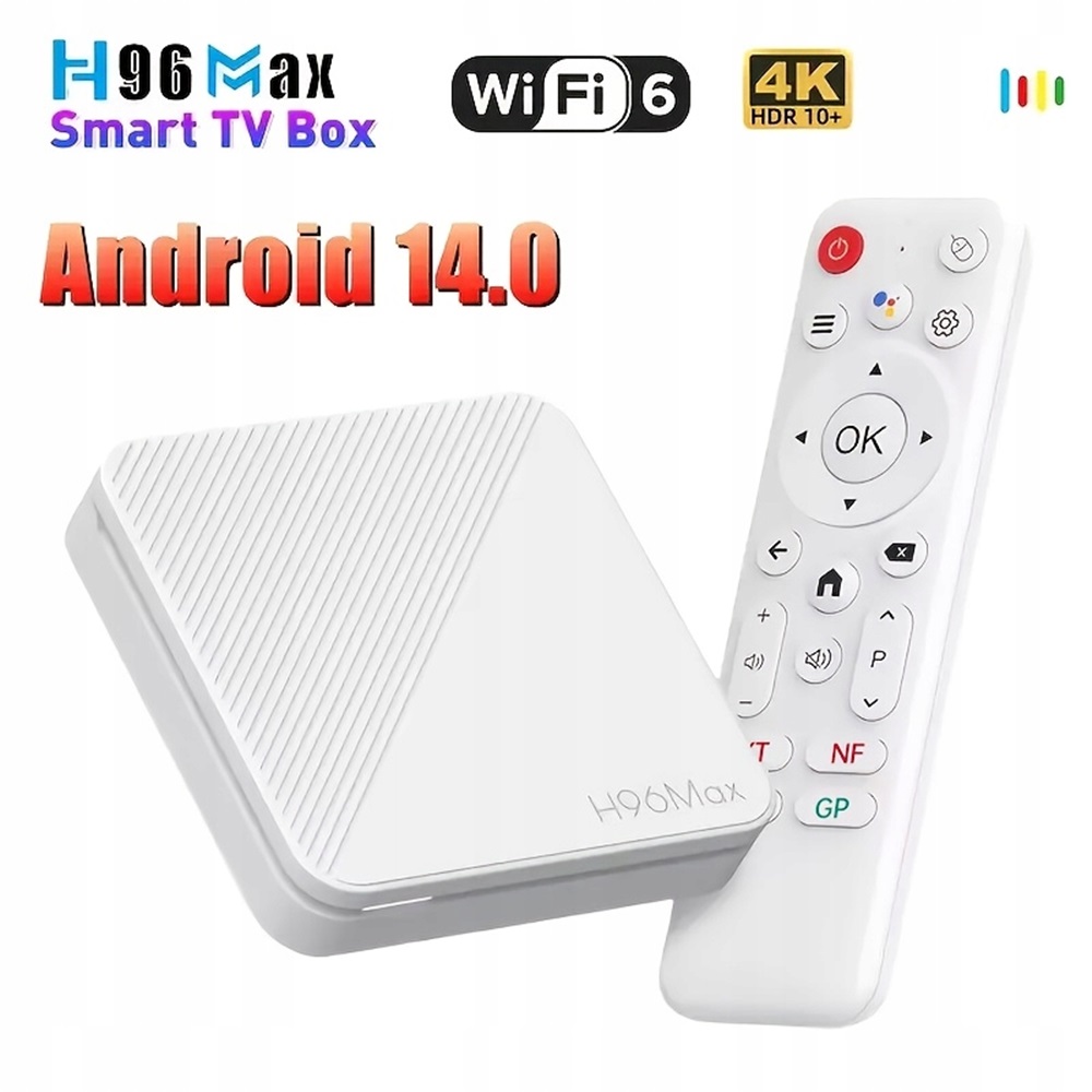 H96 Max Android 14 Smart TV Box - obsługa 4K, WiFi 6, bezprzewodowy A