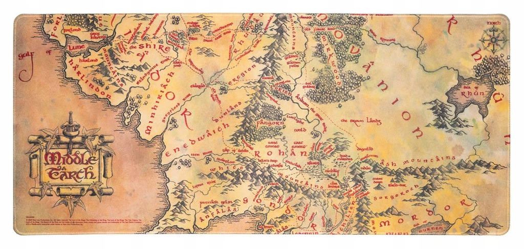 Podkładka pod myszkę Władca Pierścieni Mapa 80x35