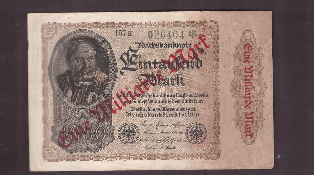 Niemcy - banknot - 1 Miliard Marek 1922 rok