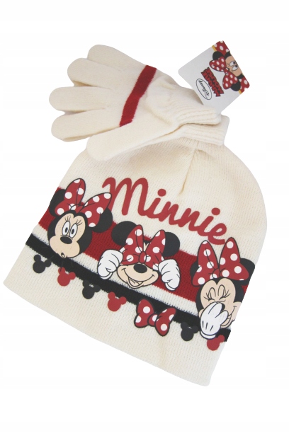 Disney Myszka Minnie, czapka + rękawiczki, NOWE! r.54