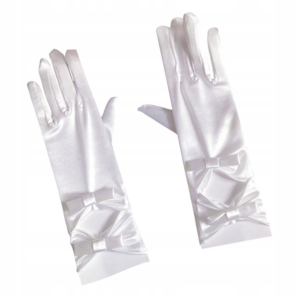 1 para białe eleganckie rękawiczki ślubne z kokard