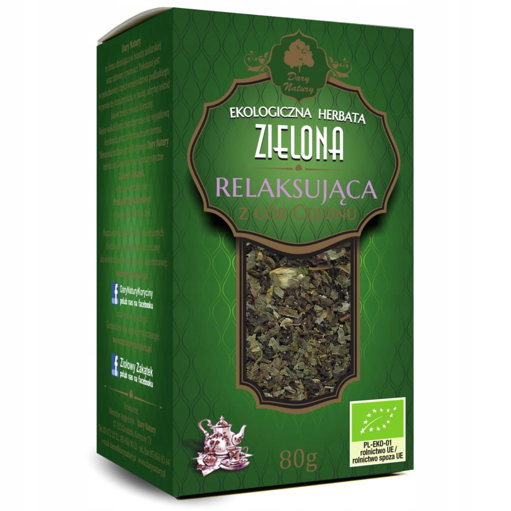 Herbata zielona relaksująca EKO 80g Dary Natury