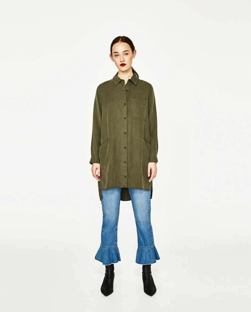 ZARA 36 S ASYMETRYCZNA KHAKI TUNIKA B2454