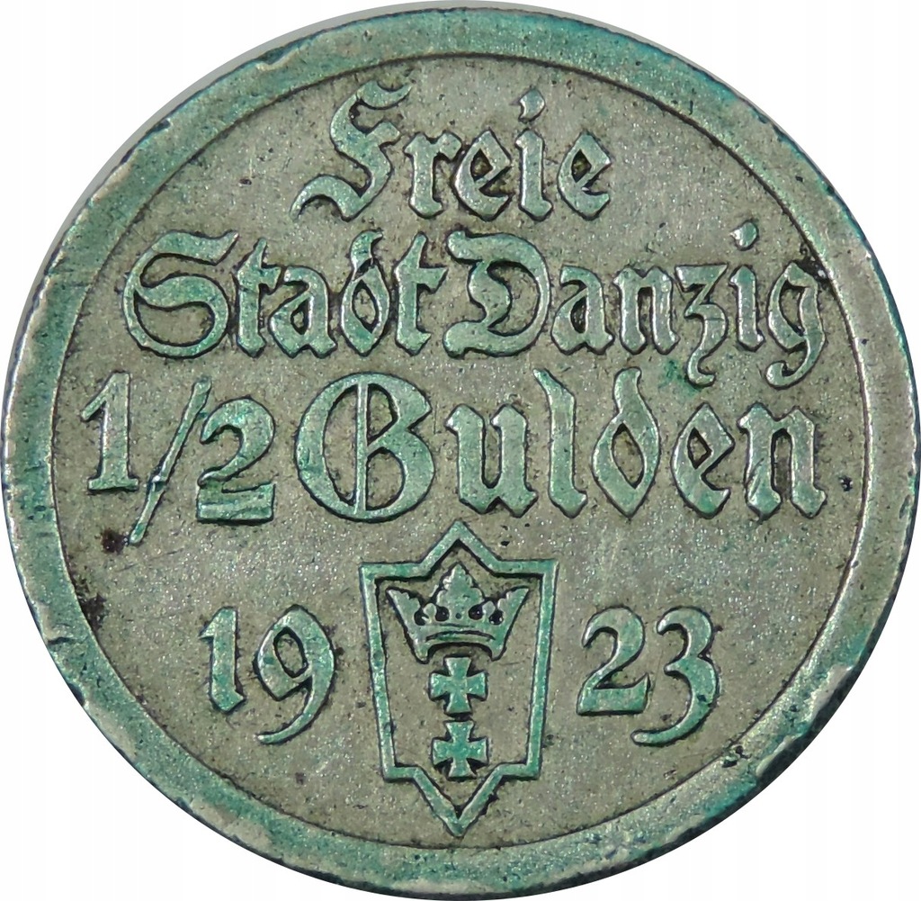 MONETA SREBRNA - WOLNE MIASTO GDAŃSK - 1/2 GULDENA 1923 -OE3844