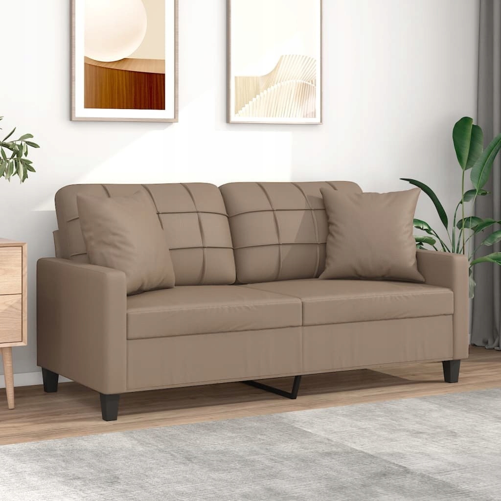 2-OSOBOWA SOFA Z PODUSZKAMI CAPPUCCINO 140CM SKÓRA