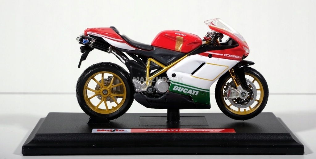 Model Motocykl Ducati 1098S z podstawką 1/18 Maisto 10139300/77244