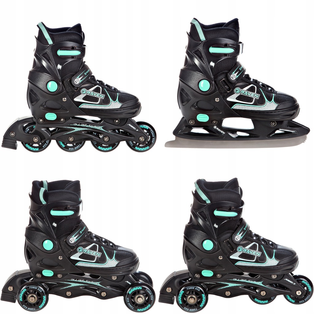 Rolki Łyżwy 4w1 Raven Spirit Black/Mint 37-40